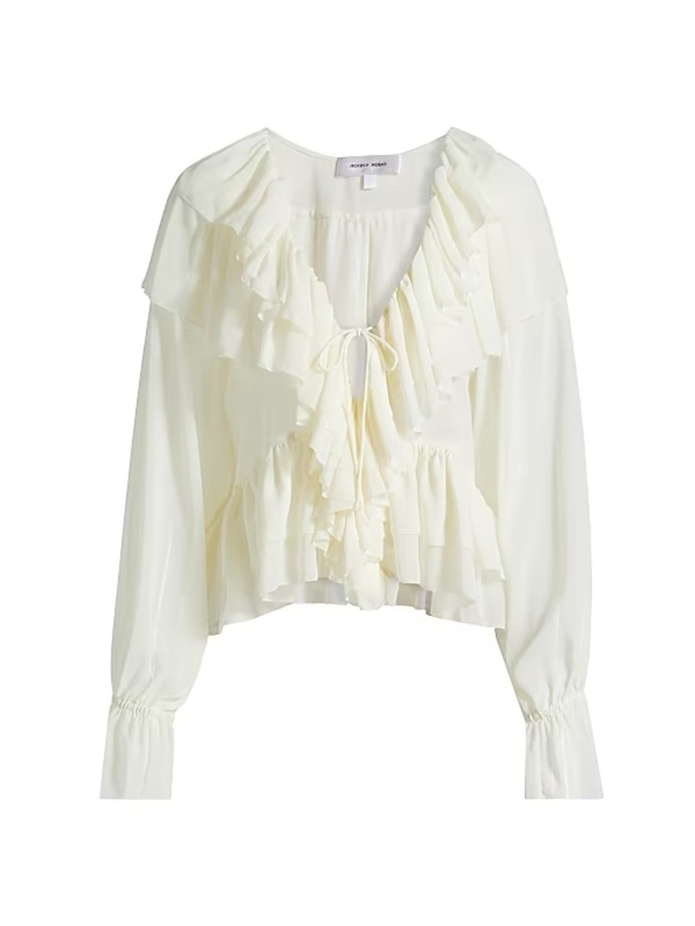 Ronny Kobo Collection Cream Ruffled V-Neck Peplum Blouse - Picture 3 of 3